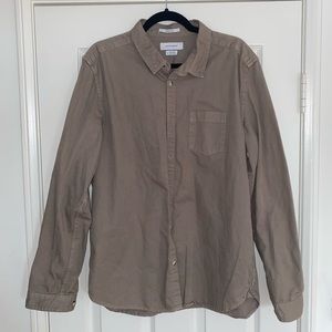 Urban Outfitters Olive/Brown large casual fit long sleeve button down